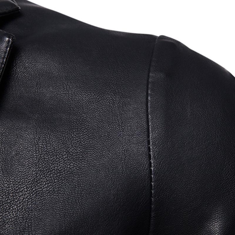 Мужская кожаная куртка Мужская верхняя куртка Slim Fit Casual Leather Jacket