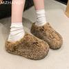 Женские меховые балетки из хлопка, зимние повседневные хлопковые туфли, женская мода 2025 года, теплые удобные зимние ботинки с открытой пяткой, шлепанцы