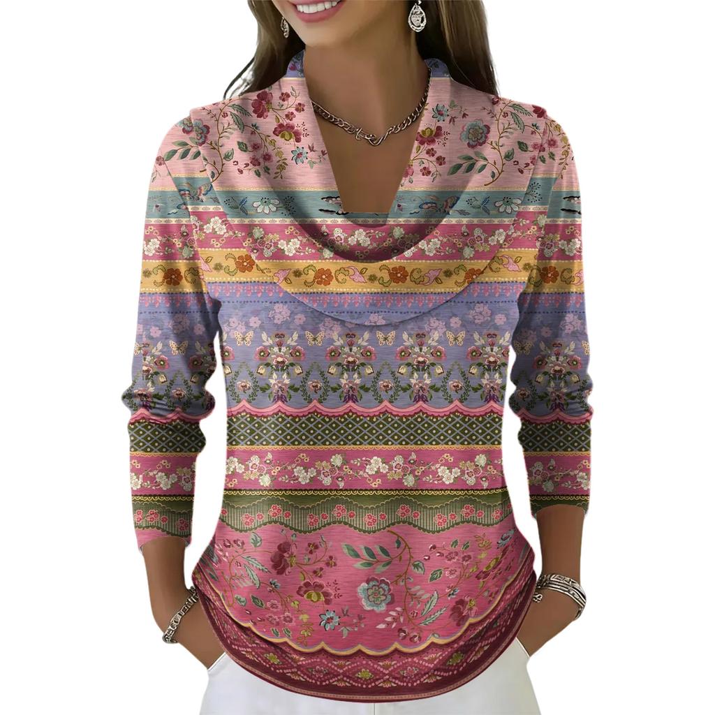 Женский повседневный и модный свитер с круглым вырезом, длинными рукавами и принтом