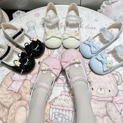 Кампус ветер нежно-розовый лоферы японские тупоносые одинарные туфли женские с бантом летние милые милые туфли из кожи на ремешке