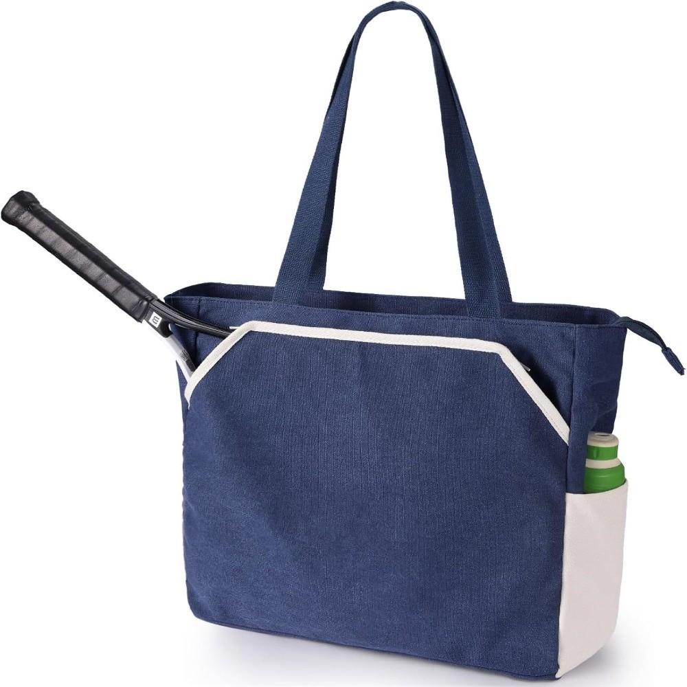 Large Capacity Tennis Racket Shoulder Bag Canvas Badminton Racket Handbag Durable Tennis Tote Bag