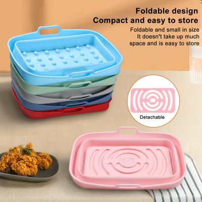 Складная подставка для фритюрницы, силиконовая вставка для корзины фритюрницы с приподнятыми краями, универсальный противень, кухонный аксессуар для приготовления пищи