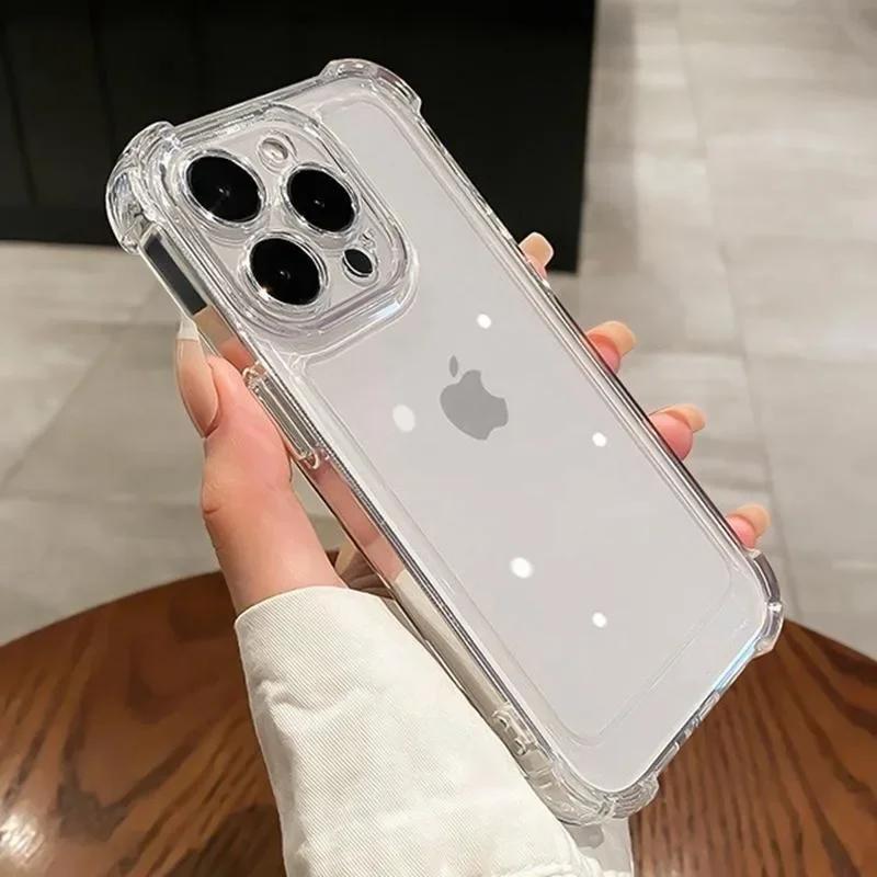 Роскошный ударопрочный прозрачный чехол для телефона для iPhone 16 15 14 13 12 11 Pro Max XR Plus Силиконовый бампер Прозрачная жесткая задняя крышка