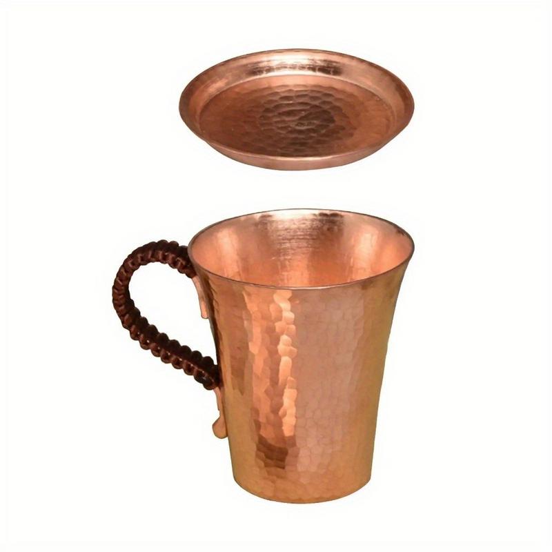 350 мл Бокал для Moscow Mule из чеканной меди, Пивная кружка, Кофейная кружка, Чистая медь с крышкой