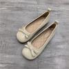 Bow with Skirt Solid Color Outer Wear Doudou Shoes New Retro Light Mouth Flat Sole Shoes Women