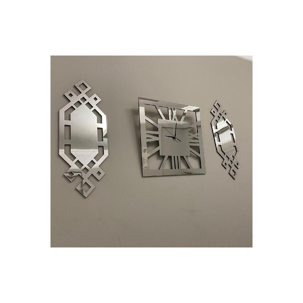 Роскошные настенные часы, набор из 3, 50 см, серебряные стильные квадратные настенные часы с римскими цифрами, 25 х 62 см, картины пахлавы