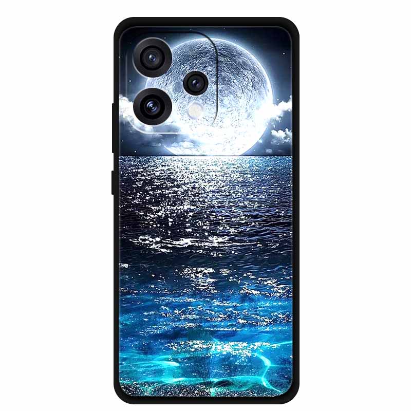 Чехол для Oppo Reno15 5G 6.59" Милый Кот Черный Край Мягкий Силикон Волк Задняя Крышка Телефона Для Oppo Reno 15c 5G Защитный Лев Funda