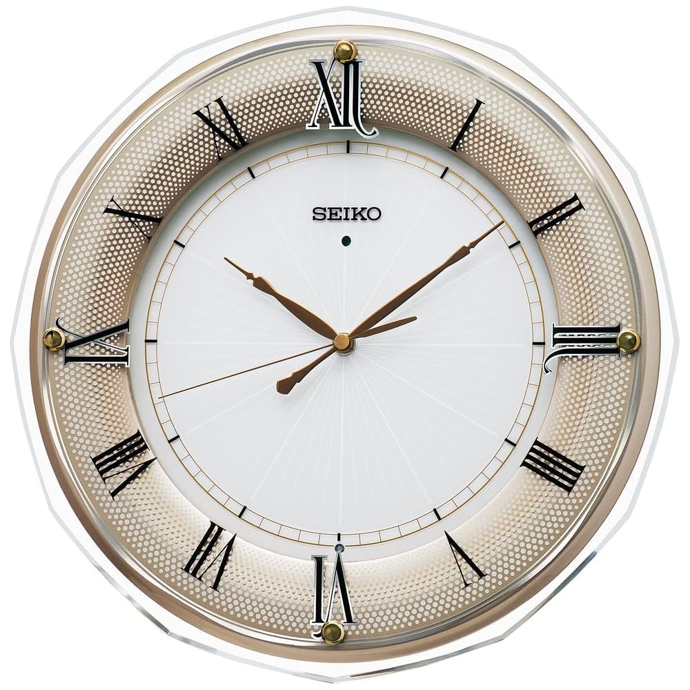 Настенные часы Seiko, Радиоуправляемые, Светло-золотисто-перламутровое покрытие, 340 x 340 x 45 мм, KX269G