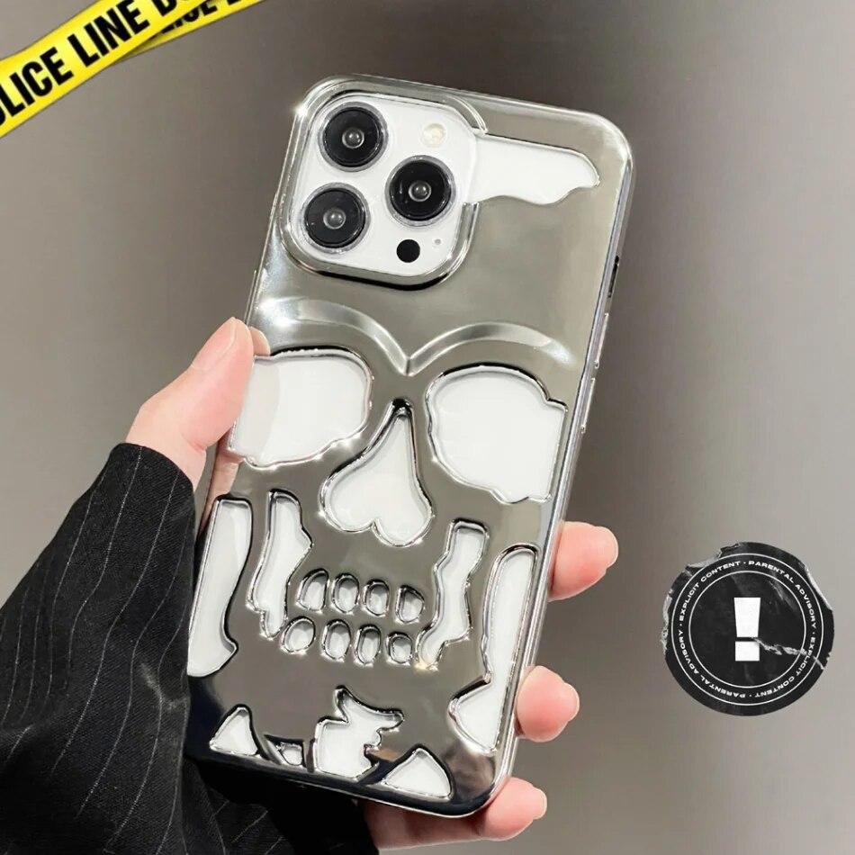 Luxury Skeleton Skull Case for IPhone 11 12 13 14 15 Pro Max Phone Cases Shockproof Back Cover Camera Full Protect Hollow Funda