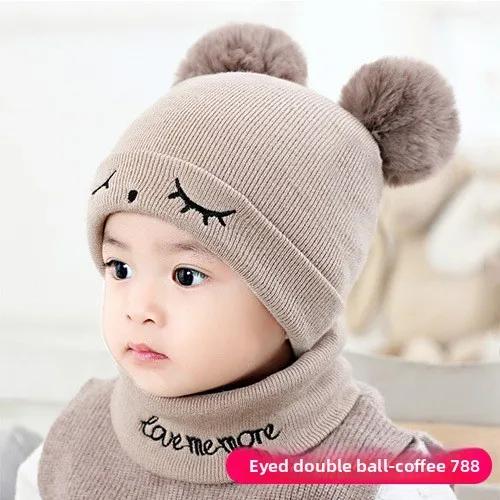 Soft Baby Winter Hat and Scarf Combo Cute Knitted Beanie for Infants Boys Girls Warm Fleece Lined Crochet Cap for Cold Weather