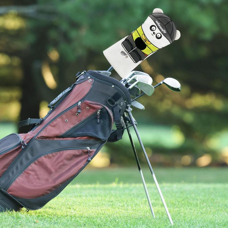 Cute Golf Headcover Golf Club Head Cover For Driver Fairway Hybrid Putter PU Leather Protector Wood Covers Golf Accessories