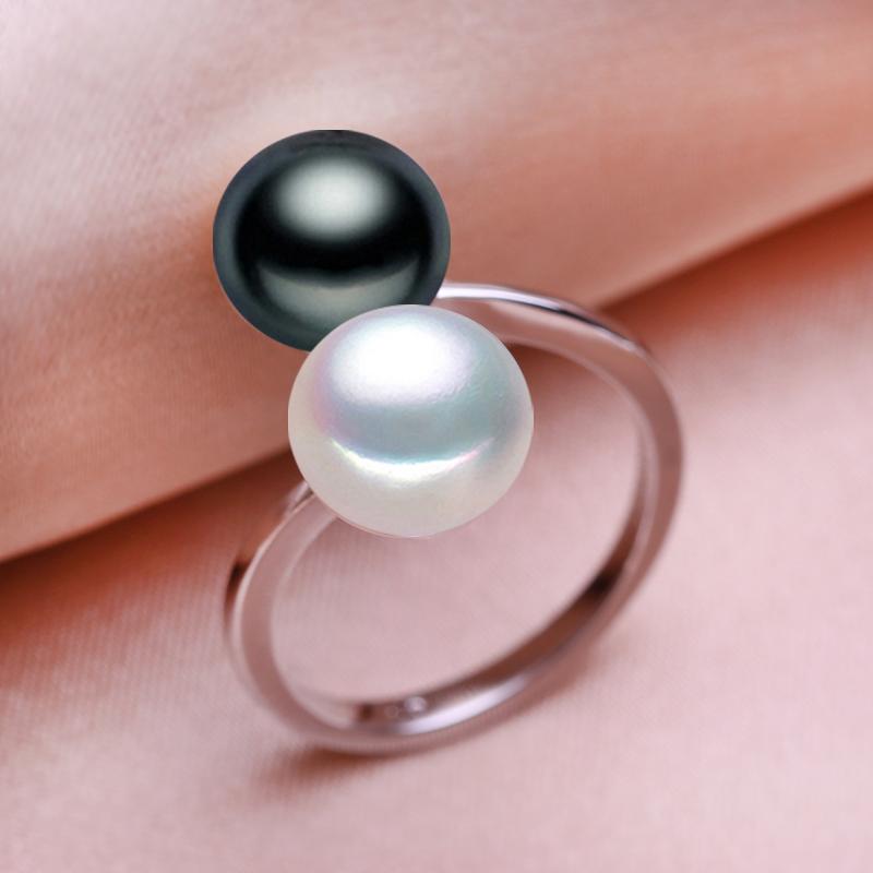 seniko Double Natural Freshwater Pearl Rings For Women Fashion Female Ring Pearl Jewelry Adjustable Ring