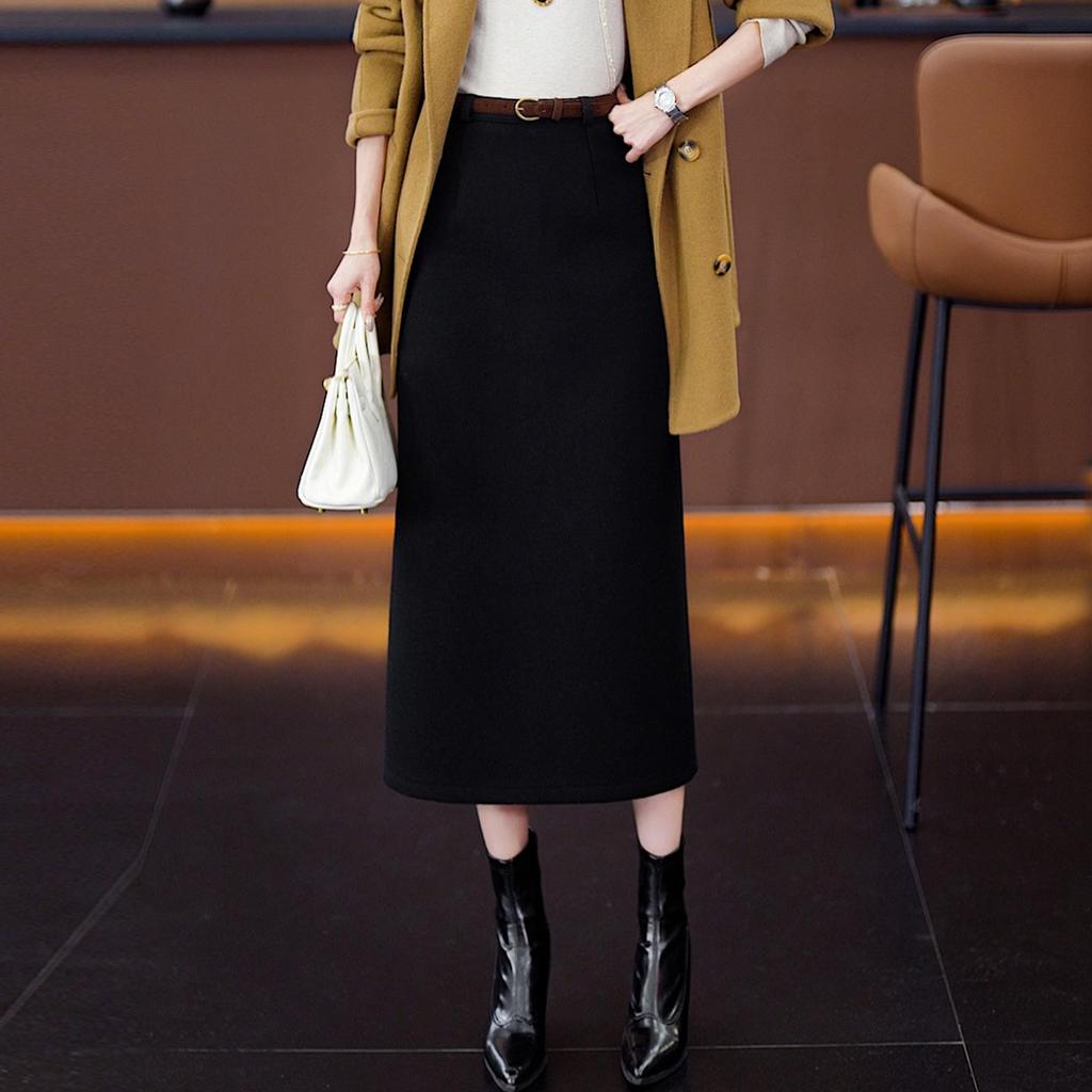 Luxurious Woolen A-Line High-Waisted Skirt - Women's Autumn/Winter 2025 Collection