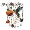 Whimsical Bat And Black Cat Decor Halloween Acrylic Wind Chime Pendant, Crystal Suncatcher Hanging Ornaments, Decorative Handcrafted Spooky