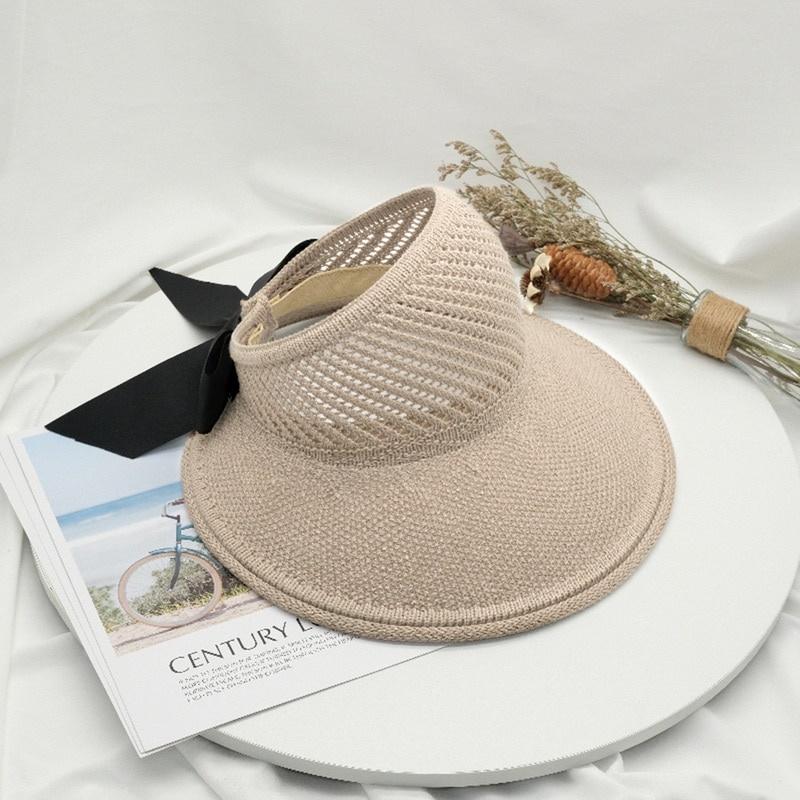 1pcs Women Summer Sun Hats Big Brim Bowknot Foldable Fashion Straw Hat Casual Outdoor Beach Cap UV Protected Hat
