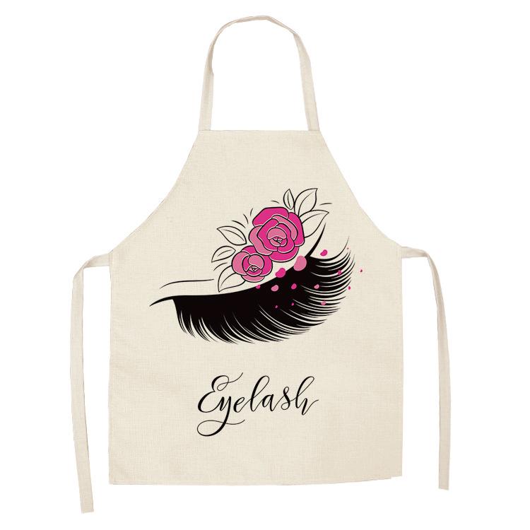 Eyelash Printing Apron Clean Art Sleeveless Home Kitchen Cooking Apron Chef Clothing Cotton Linen Bib for Adults
