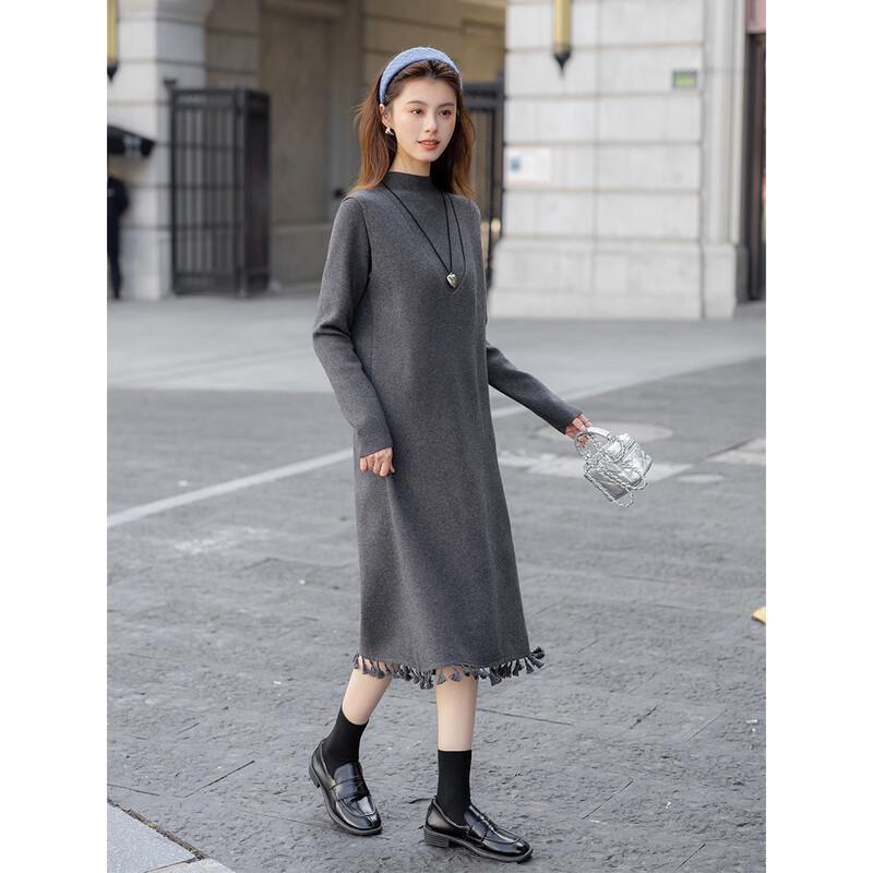 Mokana Women's Winter Long-Sleeve Layered Fringe Dress Set