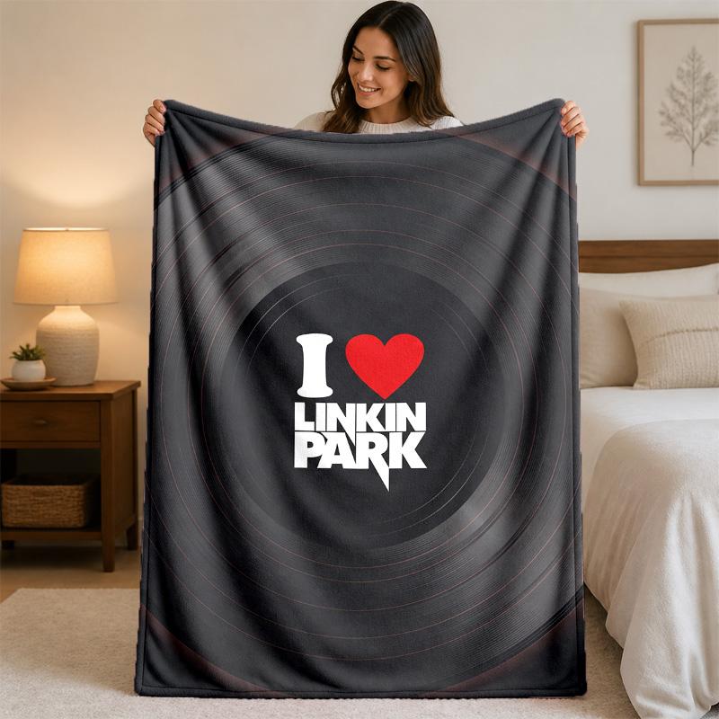 Linkin Park Print Flannel Blanket Cozy Lightweight Plush Throw Blanket For Bed Sofa Household Use