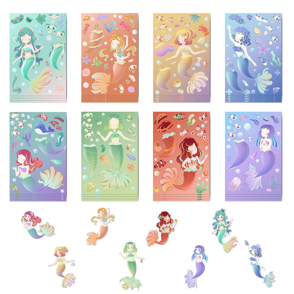 8 Cartoon Little Mermaid Stickers Hand DIY Decorative Hand Account Mobile Phone Case Decoration Waterproof Stickers