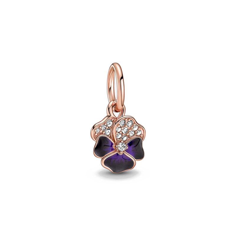 Серия Rose Gold Подвески-бусины в форме сердца Цветок Зажим Медь Подходит для Европейских Оригинальных Браслетов Сделай сам Элегантные Украшения