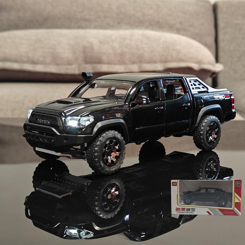 1:32 Toyota Tacoma TRO Off Road Pickup Alloy Diecast Model Computer Desktop Decoration With Sound Light Beautiful Christmas Gift