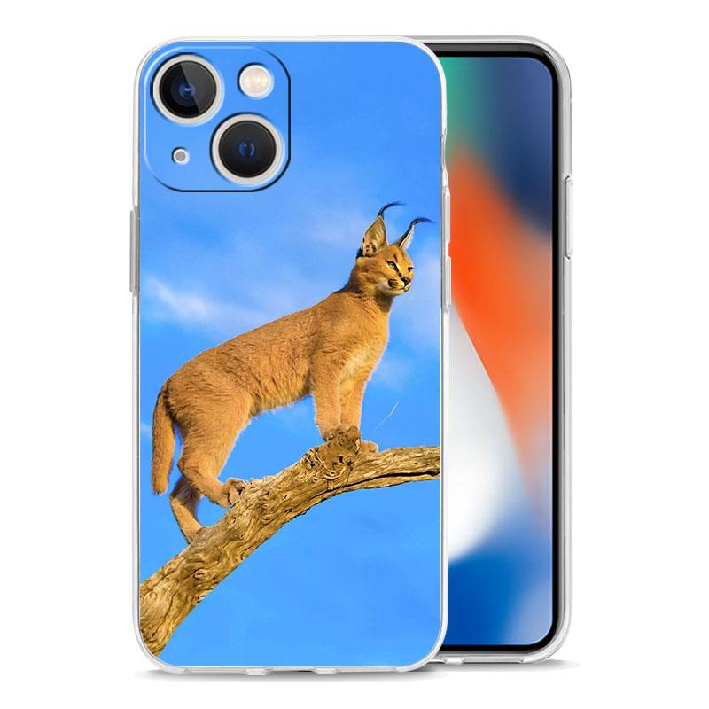 Чехол для телефона iPhone 17 Air Cases iPhone 16 15 12 13 14 Pro Max SE 7 8 Plus iPhone11 Прозрачный чехол Африканская рысь Каракал