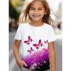 Children's clothing, women's clothing, summer short sleeved Kawaii butterfly printed girls' T-shirt, fashionable round neck children's clothing
