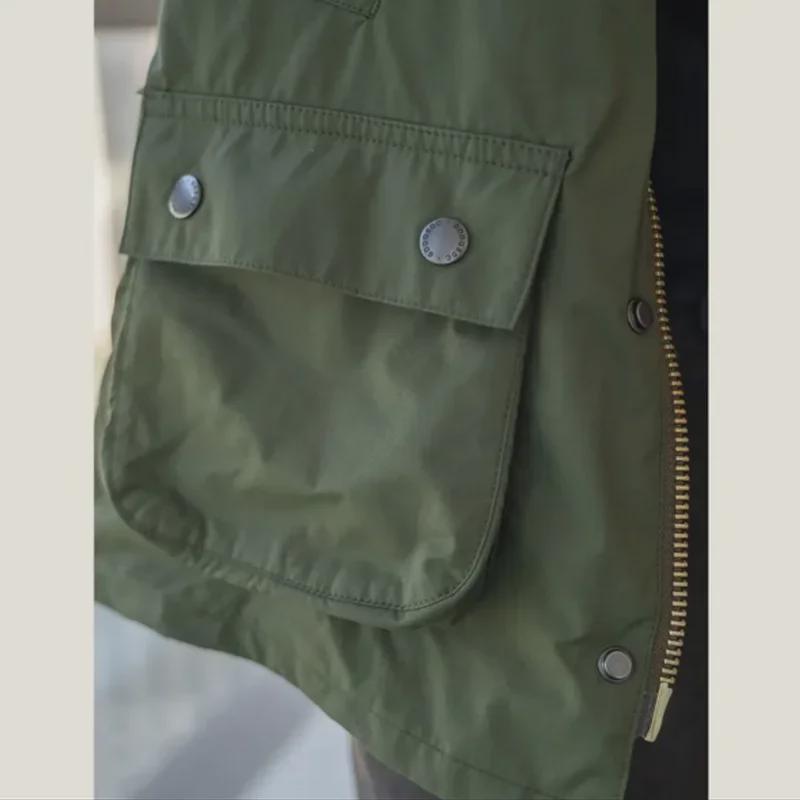 Unisex British Retro Corduroy Collar Hunting Windbreaker