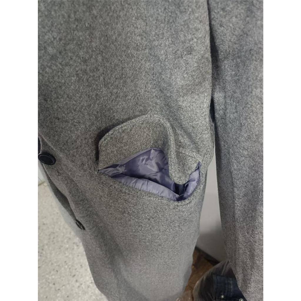 Women's Gray Long Sleeve Winter Woolen Coat