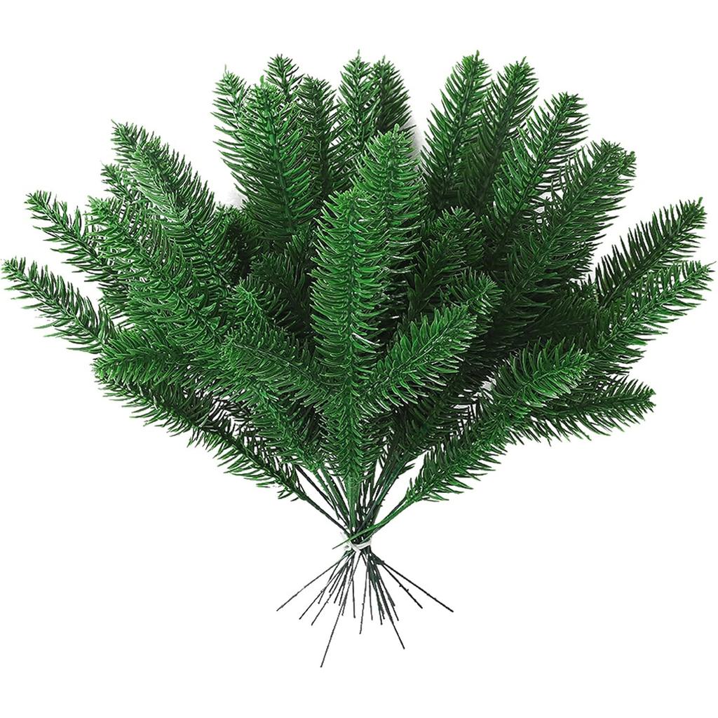 50 Pcs Artificial Branches Christmas Green Plants Needles DIY Cedar Picks And Sprays Accessories For Christmas Garland Wreath Craft And Home Decor