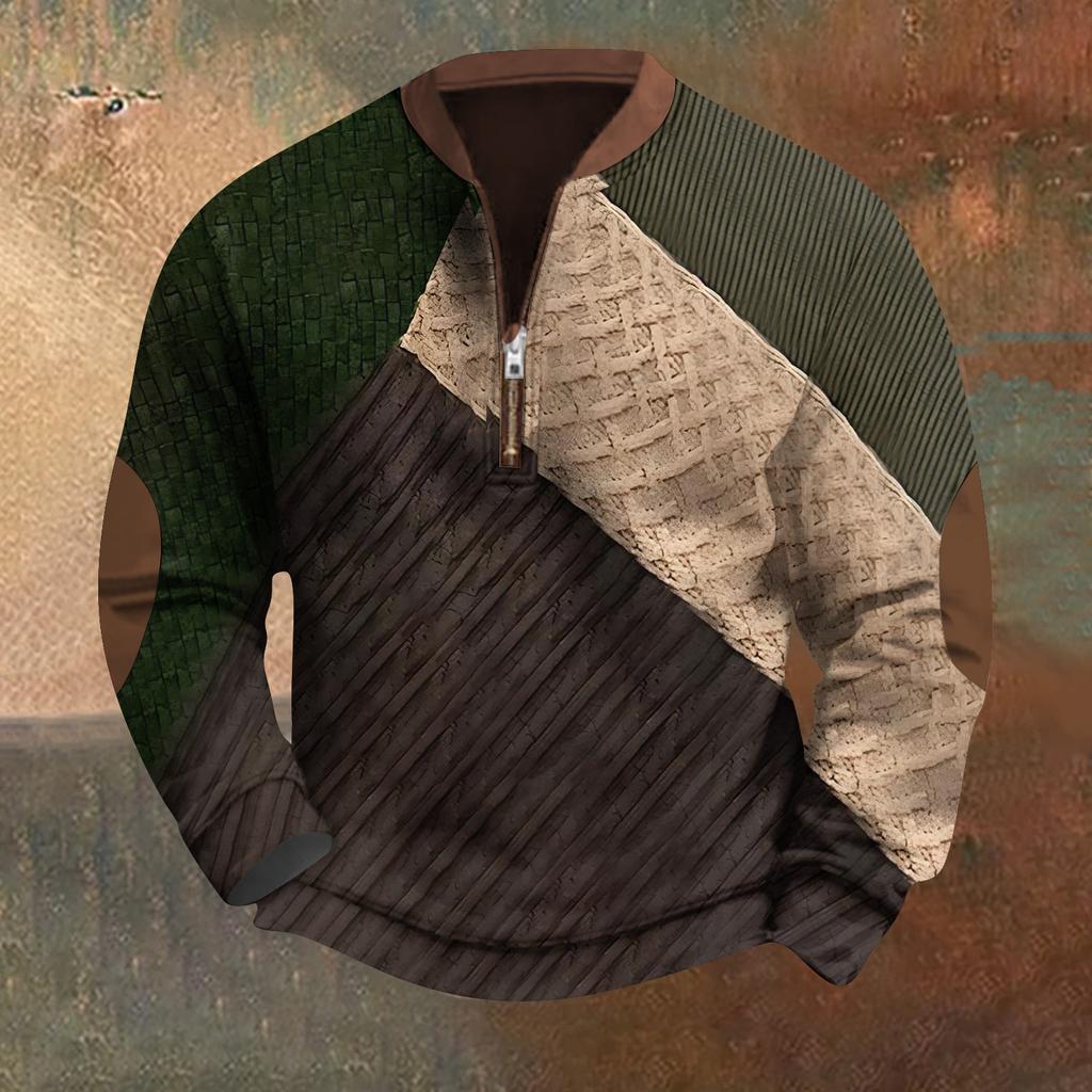 Мужская повседневная толстовка в стиле ретро с градиентным принтом