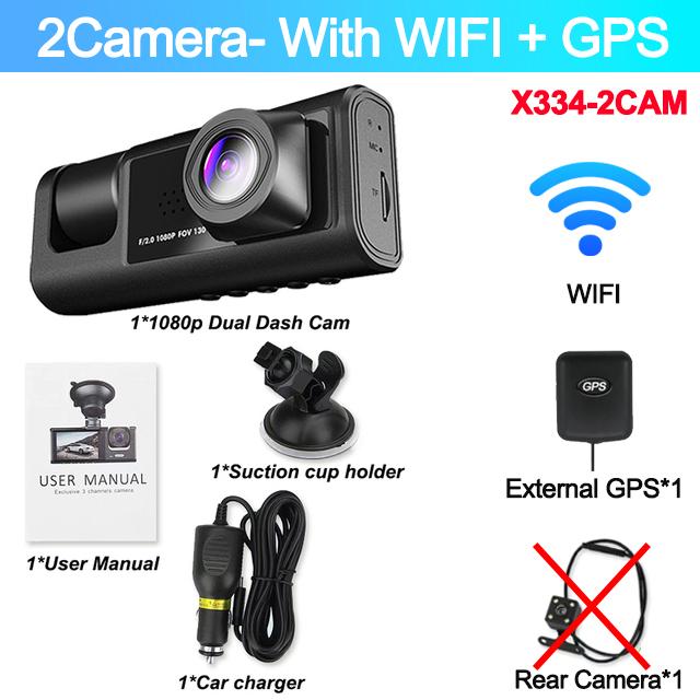 3-канальный 1080P видеорегистратор для WIFI GPS автомобильный видеорегистратор автомобильный видеорегистратор передняя и задняя камера ночного видения автомобильный аксессуар