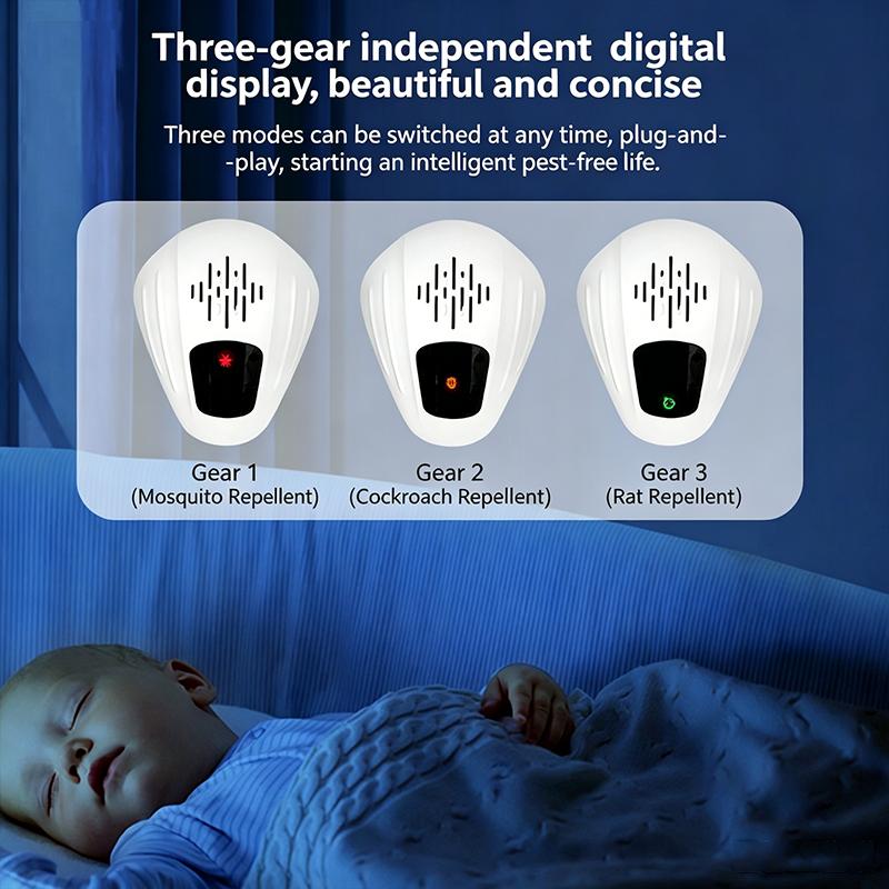 Electronic Ultrasonic Pest Repellent Plug In 3 Modes Indoor Repeller for Rodent Mouse Roach Ant Mosquito Spider Bugs