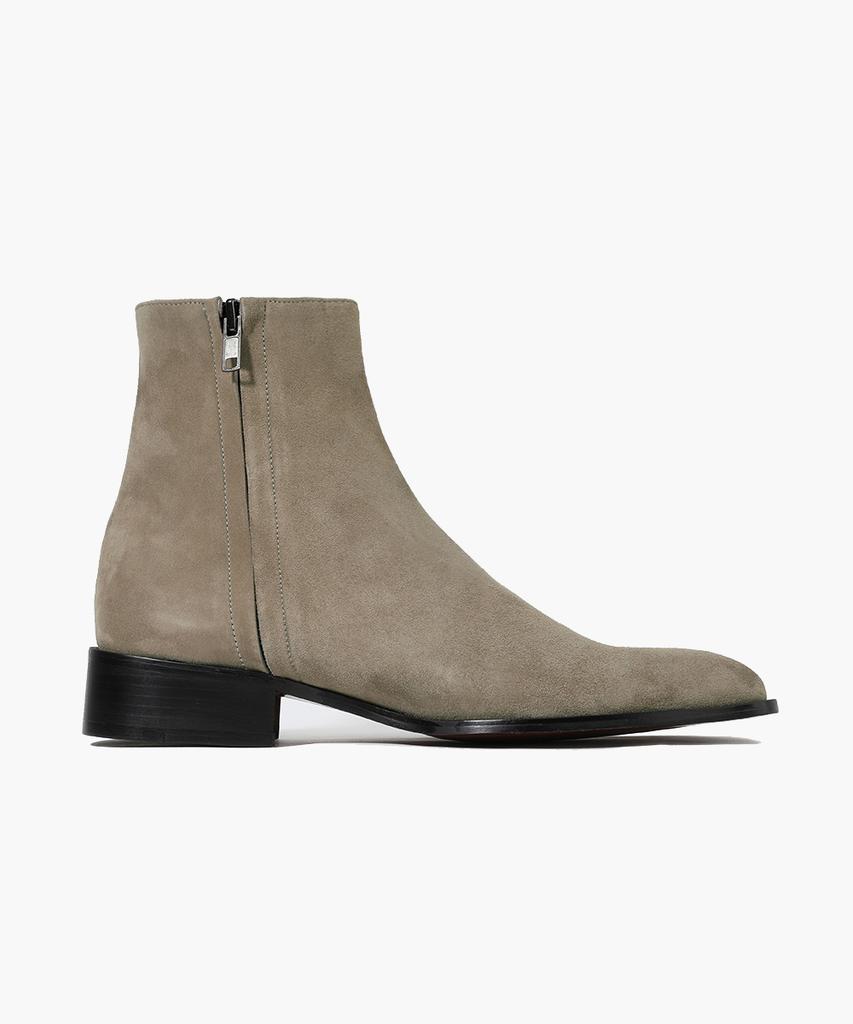 Firenze Atelier Hidden Zipper Detail Slim Toe Suede Zip-Up Boots 3343-Qs [Ash Beige]