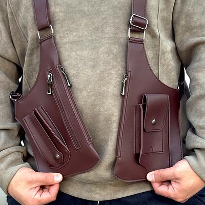 Сумка для документов, Кобура для пистолета, Наплечная сумка, Маленькая сумка кроссбоди, Мужская модная уличная сумка, Женская уличная сумка-жилет