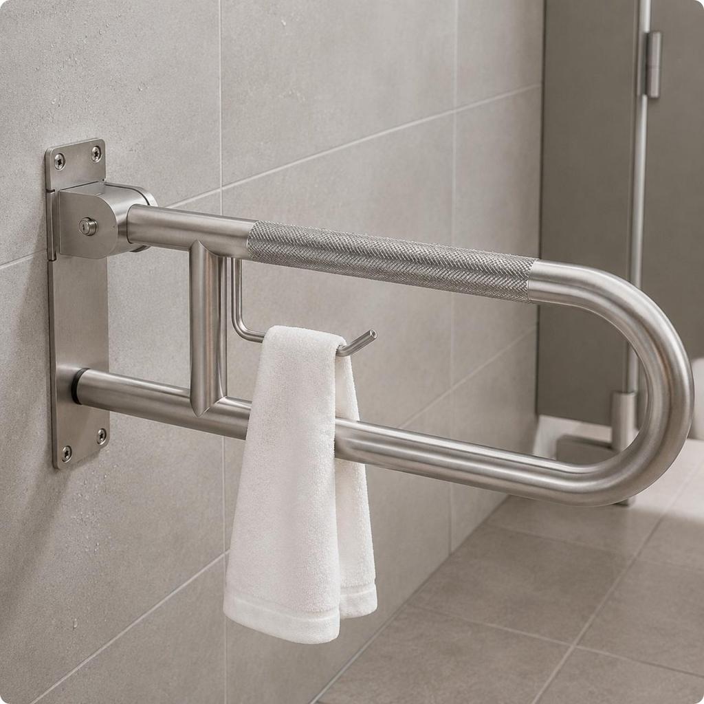 Wall-Mounted Toilet Grab Bar Heavy Duty Stainless Steel Toilet Bar Disabled Safety Rail Easy Installation for Elderly