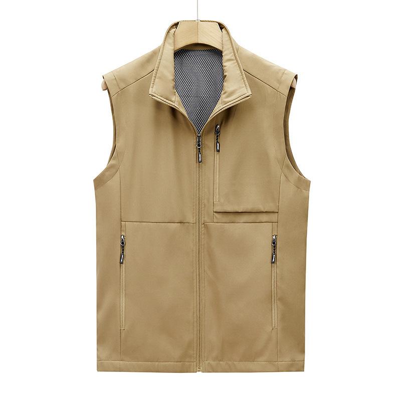 Мужской повседневный дышащий жилет, спортивный кардиган, жилет с воротником-стойкой
