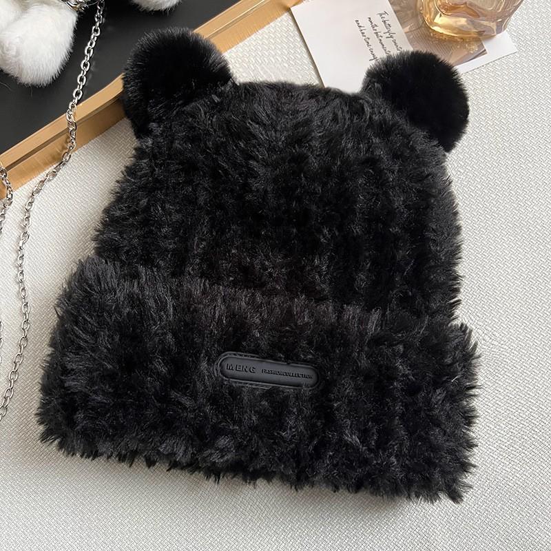 Hat Female Autumn and Winter Warm Knitted Wool Snow Hat Cycling Mother Fashion Ear Protection Headgear Scarf Integrated Hat