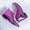 Bright Shoes Men Purple Formal Leather High Top Dress Shoes For Men New Style Man Business Shoes Yuppie Brogue Shoes