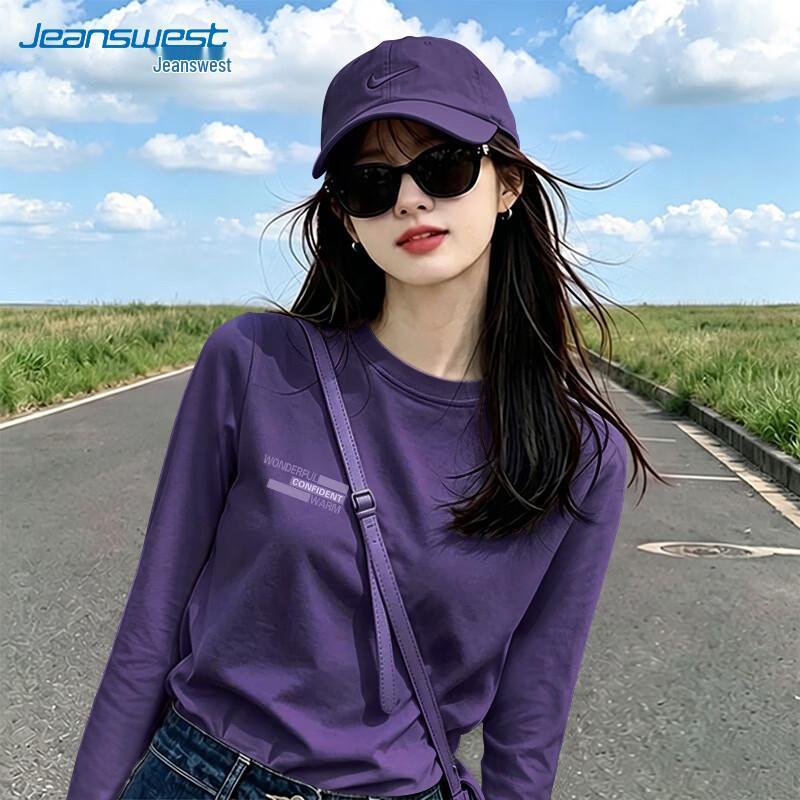 Женская футболка Jeanswest из чистого хлопка свободного кроя с длинным рукавом