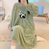 2024 Осень Зима Мультяшный принт Ночные рубашки и пижамы для молодых девушек Теплая фланелевая ночная рубашка с длинным рукавом Женская одежда для сна Рубашка Домашняя одежда Clohtes