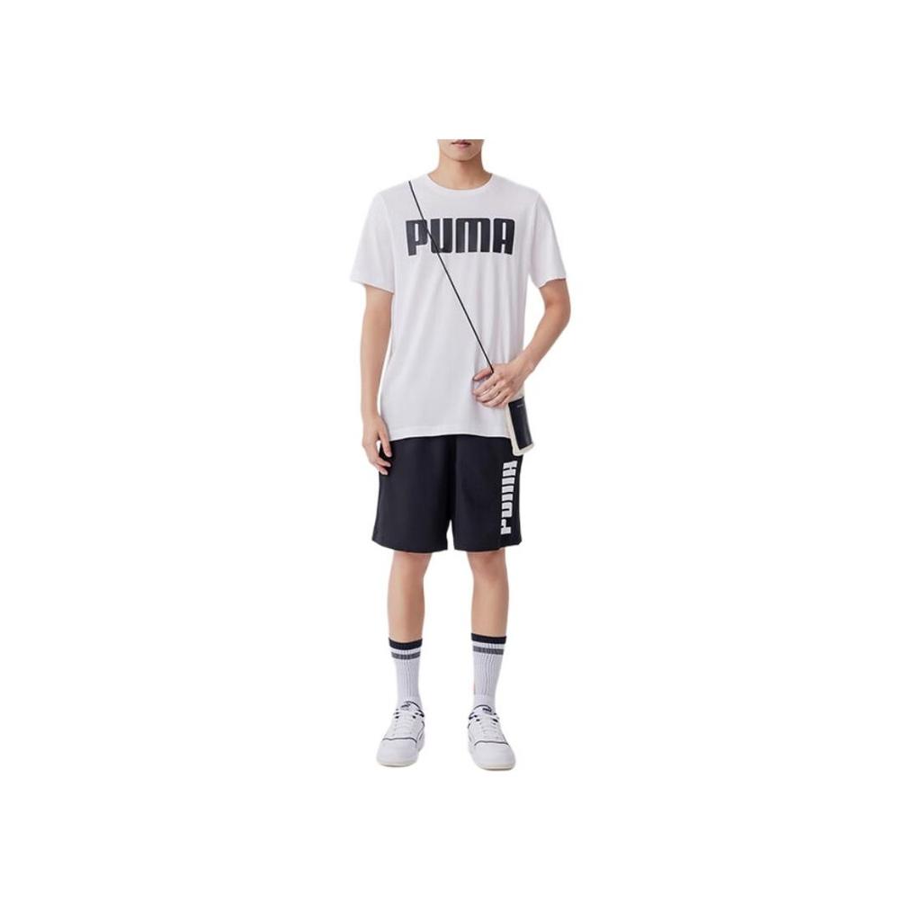 Puma Letter Round Neck Breathable Comfortable Casual Sports Short Sleeve T-Shirt Men T-Shirts White 671259-02