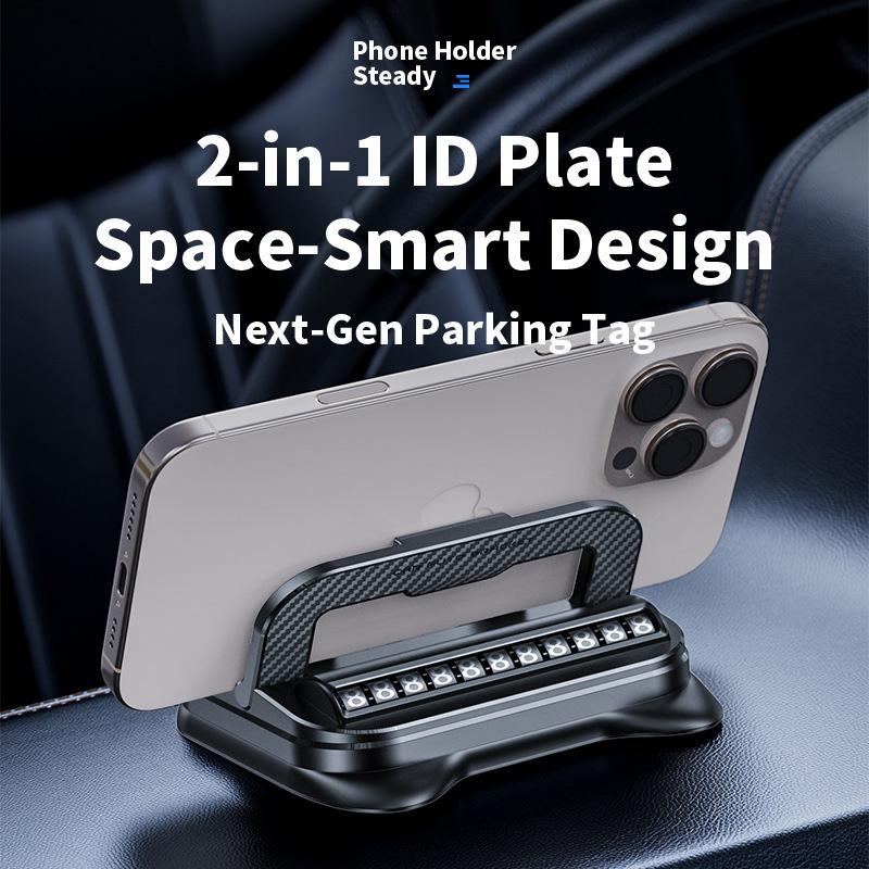 SEAMETAL Dashboard Car Phone Holder 360 Rotation Navigation Bracket Non-slip Silicone Mount Parking Phone Number Plate