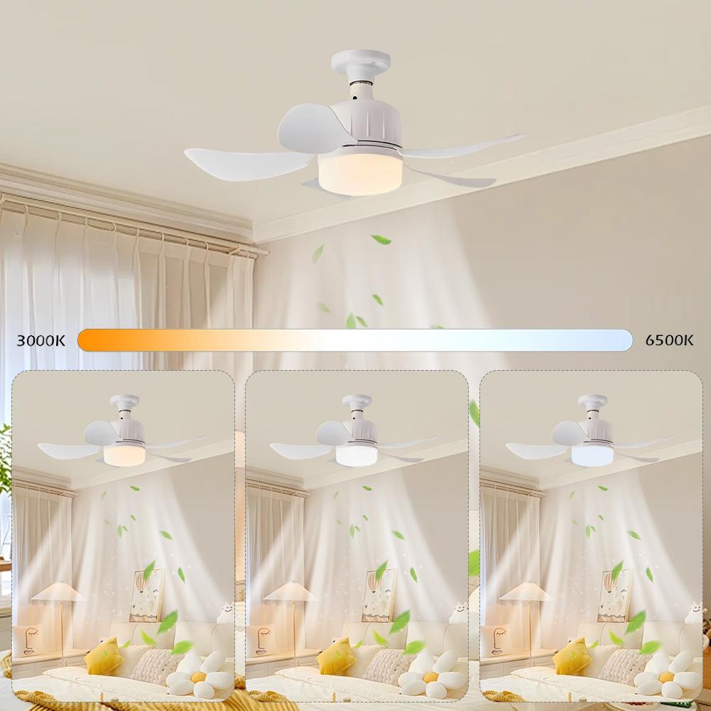 Люстра Потолочный вентилятор Патрон E27 3 цвета Диммируемый Потолочный светильник-вентилятор для помещений 17,7 дюйма Маленький потолочный светильник-вентилятор для кухни спальни