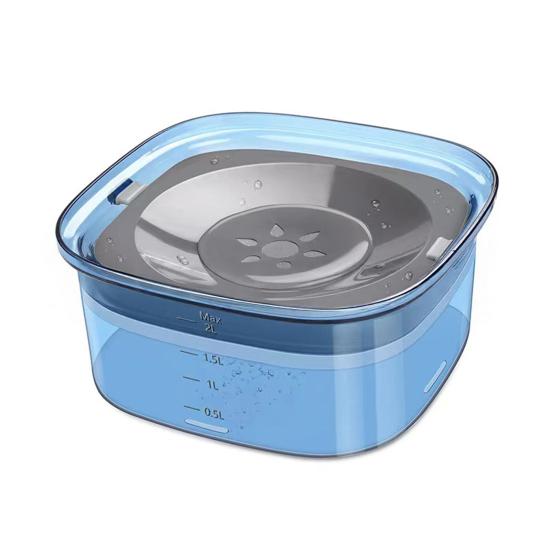Pet Water Bowl No Spill 2L Spill Proof Clear Dog Water Bowl Anti Splash No Mess Cat Water Dispenser for Sloppy Messy Drinkers