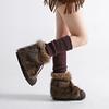 Retro Popular Fluffy Big-headed Boots for Women's Winter New Fashionable Warm and Cold-resistant Thick-soled Heightening Snow Boots