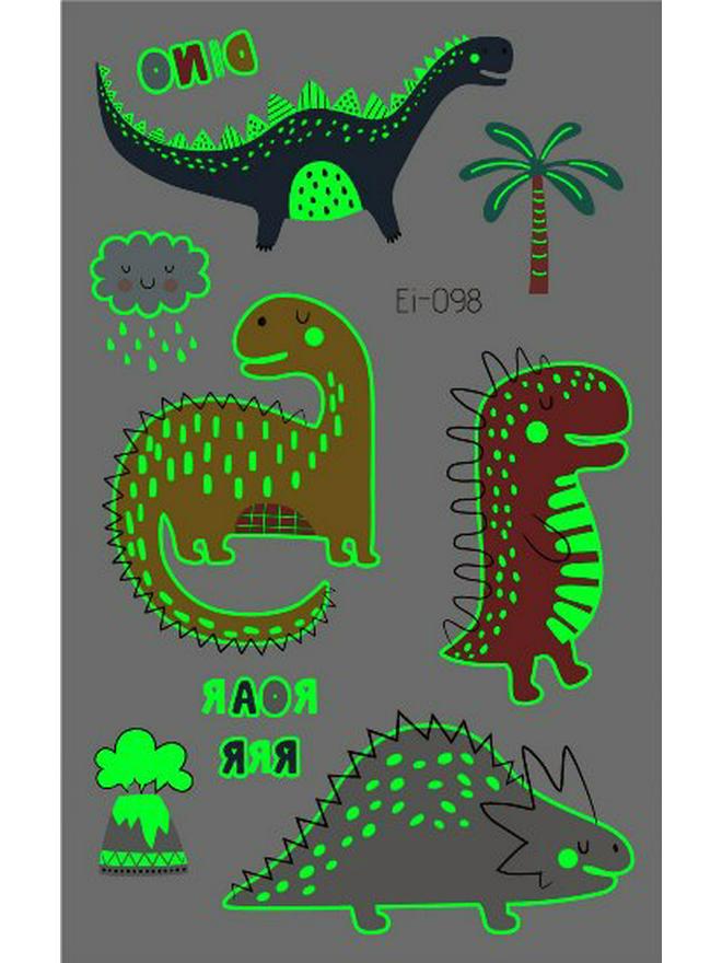 Светящиеся в темноте тату-наклейки динозавров для детей - Веселье для вечеринок и костюмов