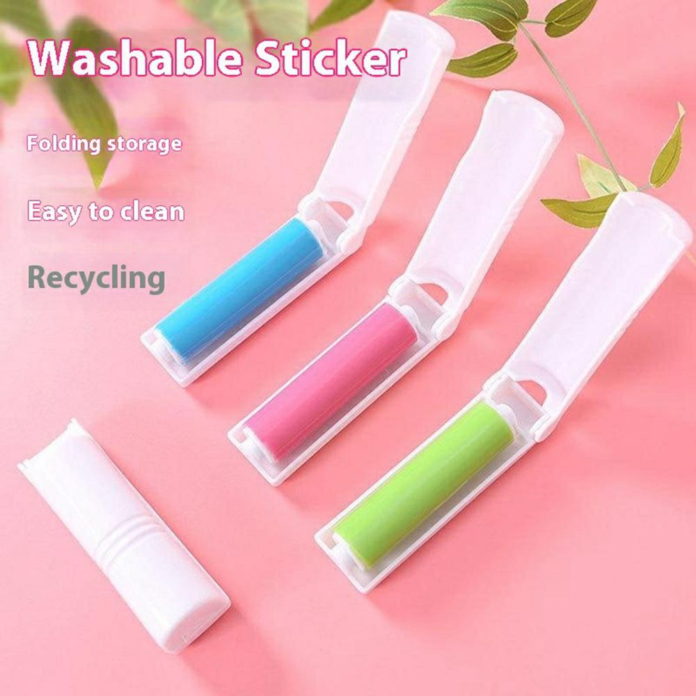 Portable Folding Lint Roller Washable Hair Collector Removal Brush for Clothes Furniture (Random Color)