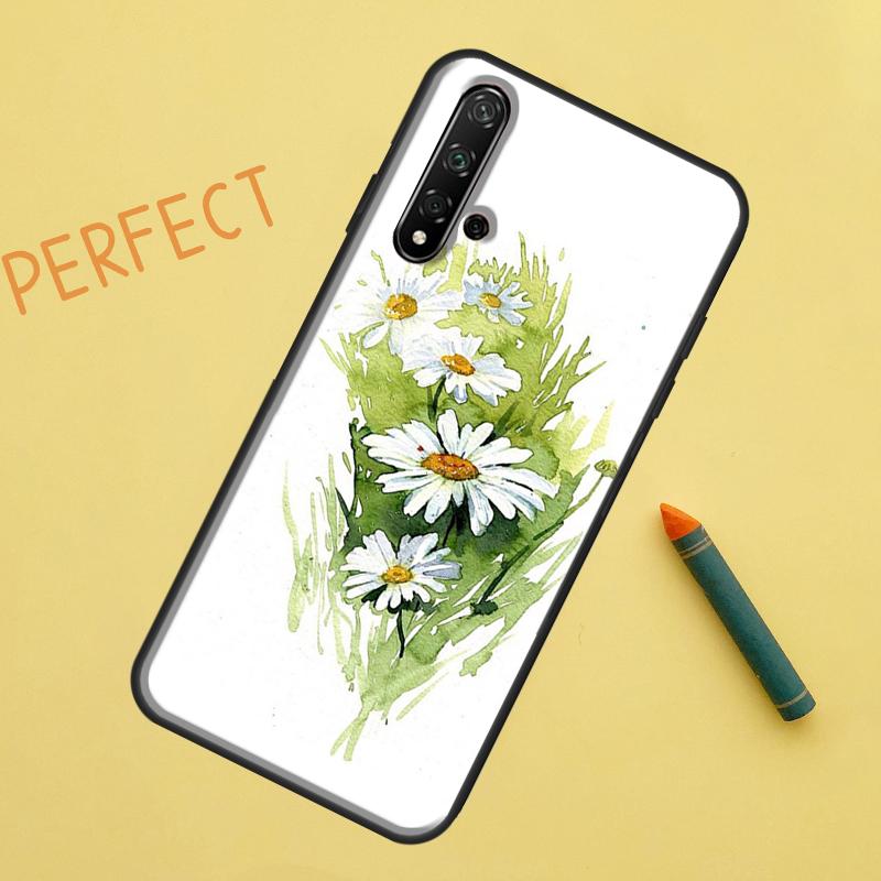 Акварель с ромашками для Huawei Nova Y91 Y70 Y72 Y73 Y60 Y90 Y61 8i 7i 11i 12i 12s 9 10 SE P20 P30 P40 Lite Чехол