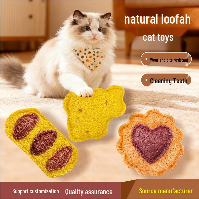 Loofah Catnip Teaser Stick: Self-Entertainment & Teeth Grinding Toy for Cats